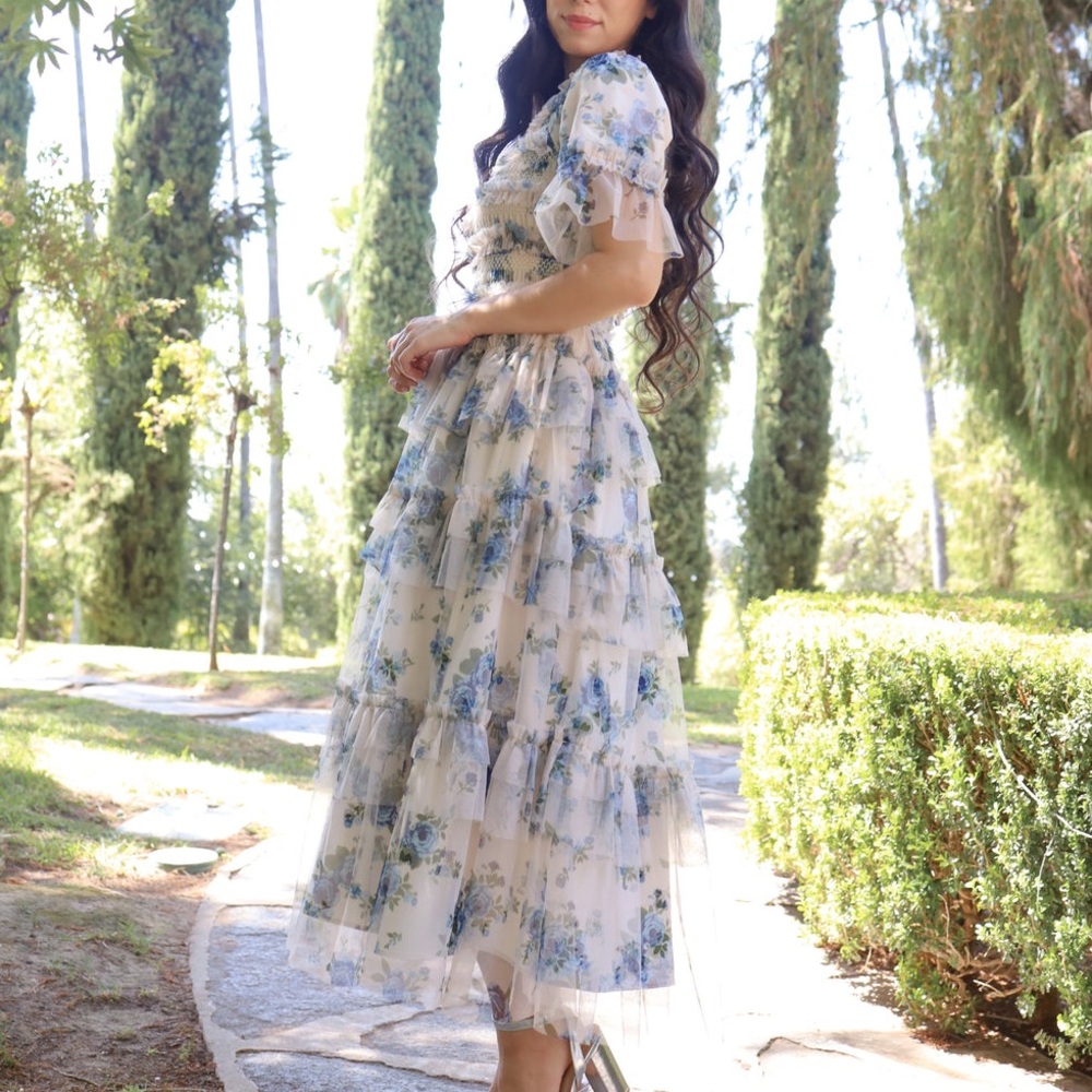 PKC COLLECTION Blue and Cream Floral Maxi Dress